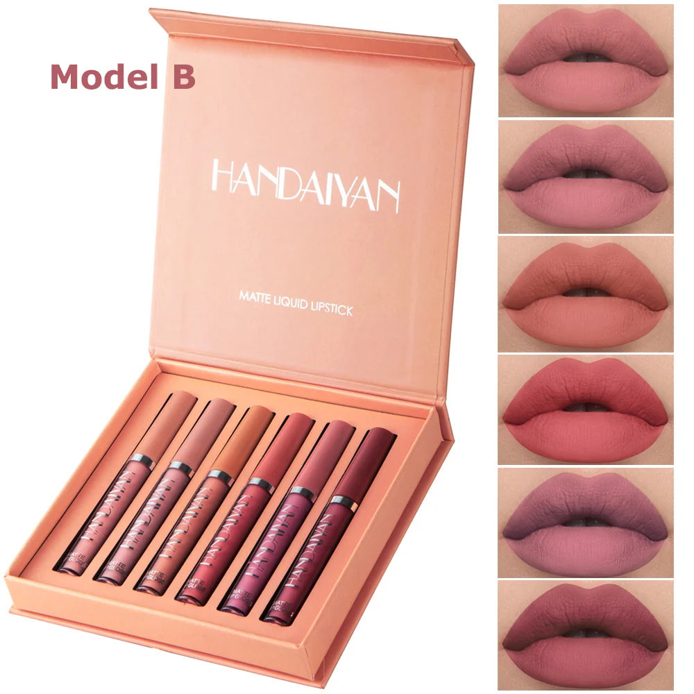 6-Piece Matte Liquid Lipstick Set , Waterproof. Long-lasting. Non-stick velvet finish. From flattering nudes to daring bolds, this highly pigmented lip color kit has a shade for every mood. A perfect beauty gift for women and girls.