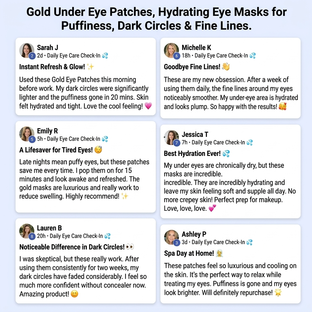 Gold Under Eye Patches , Hydrating Eye Masks for Puffy Eyes, Dark Circles & Fine Lines