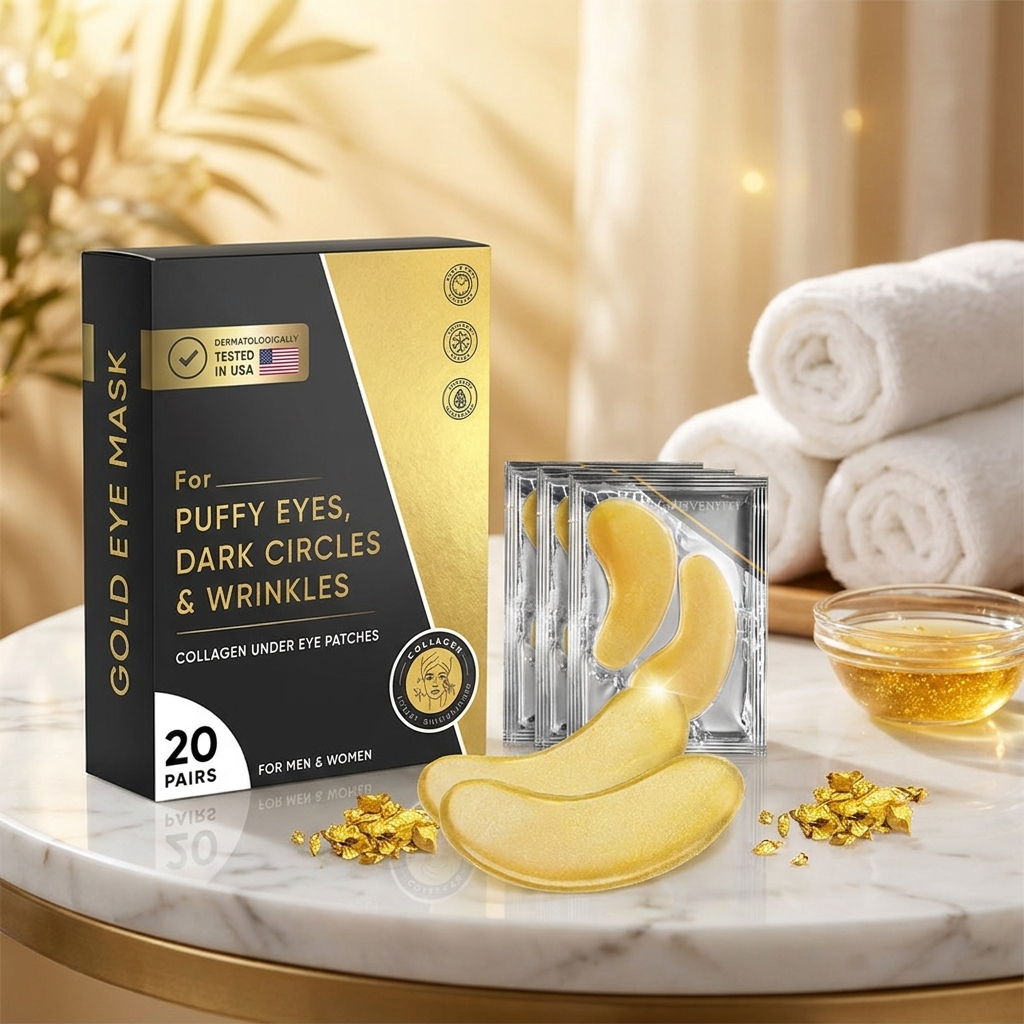 Gold Under Eye Patches , Hydrating Eye Masks for Puffy Eyes, Dark Circles & Fine Lines