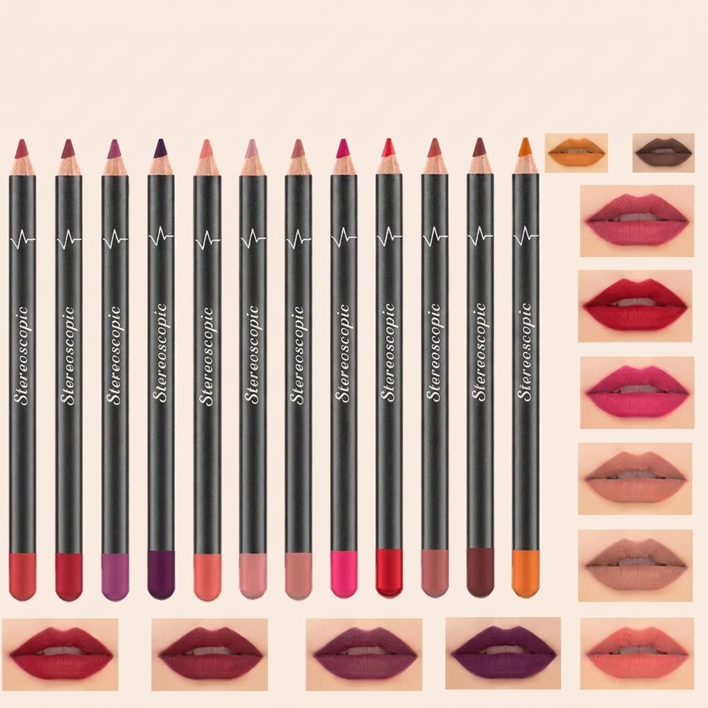 12Pcs Women Waterproof Lipstick Long Lasting Matte Lip Liner Pencil Lip Pen Set