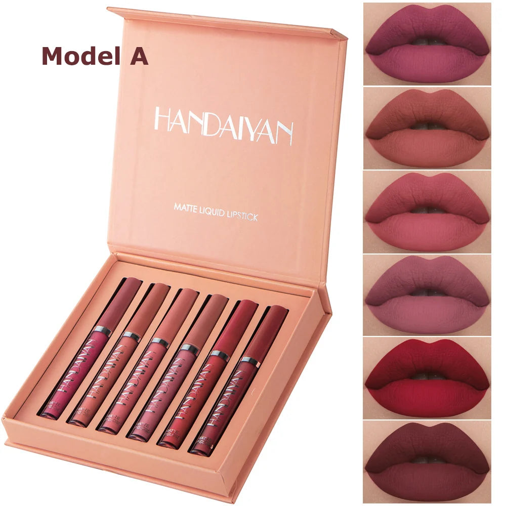 6-Piece Matte Liquid Lipstick Set , Waterproof. Long-lasting. Non-stick velvet finish. From flattering nudes to daring bolds, this highly pigmented lip color kit has a shade for every mood. A perfect beauty gift for women and girls.