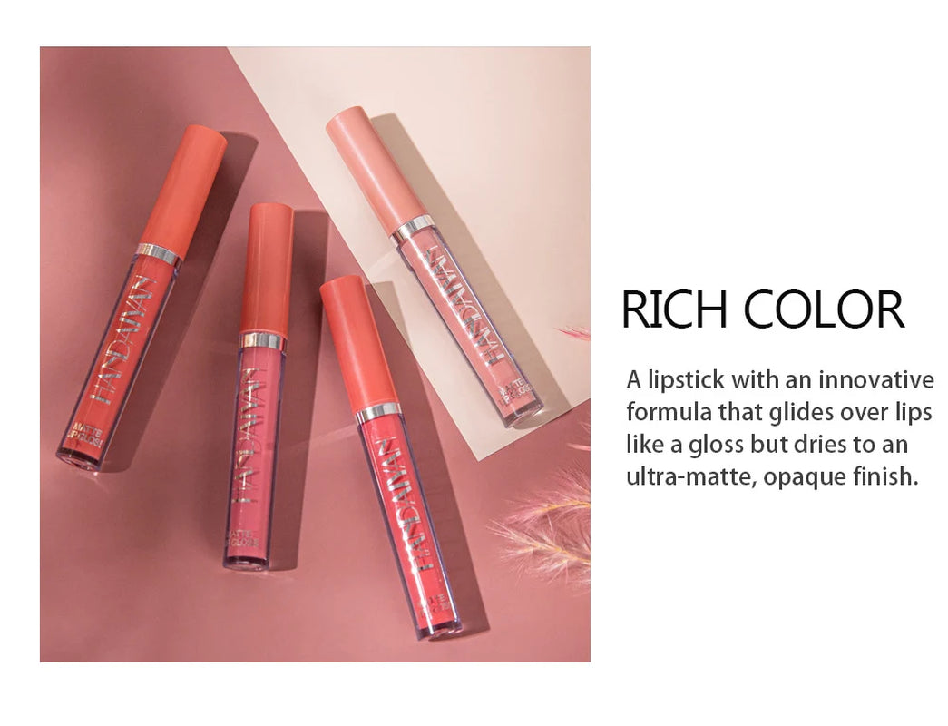 6-Piece Matte Liquid Lipstick Set , Waterproof. Long-lasting. Non-stick velvet finish. From flattering nudes to daring bolds, this highly pigmented lip color kit has a shade for every mood. A perfect beauty gift for women and girls.