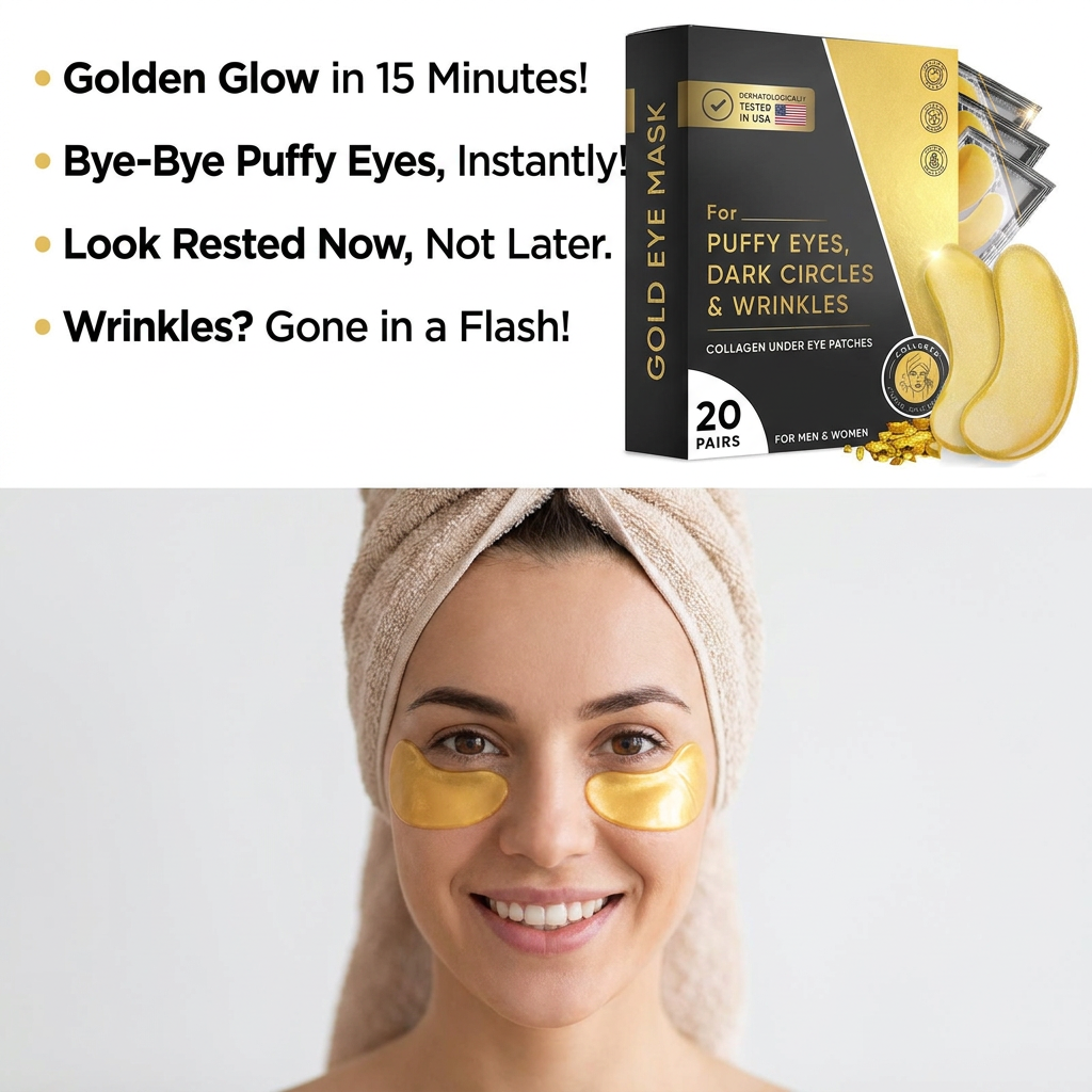 Gold Under Eye Patches , Hydrating Eye Masks for Puffy Eyes, Dark Circles & Fine Lines